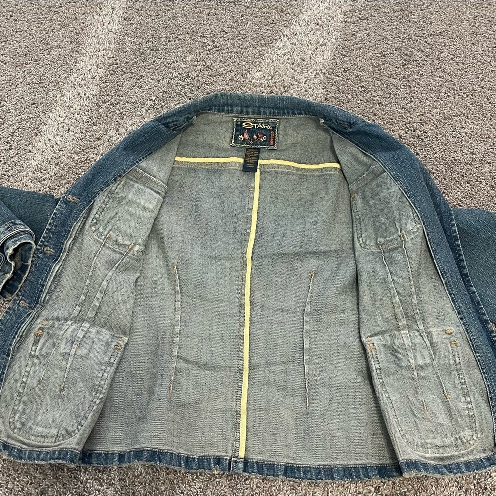 Star Jeans Denim Military Utility Jacket Women’s Size Medium Medium Wash Y2K - Picture 6 of 9